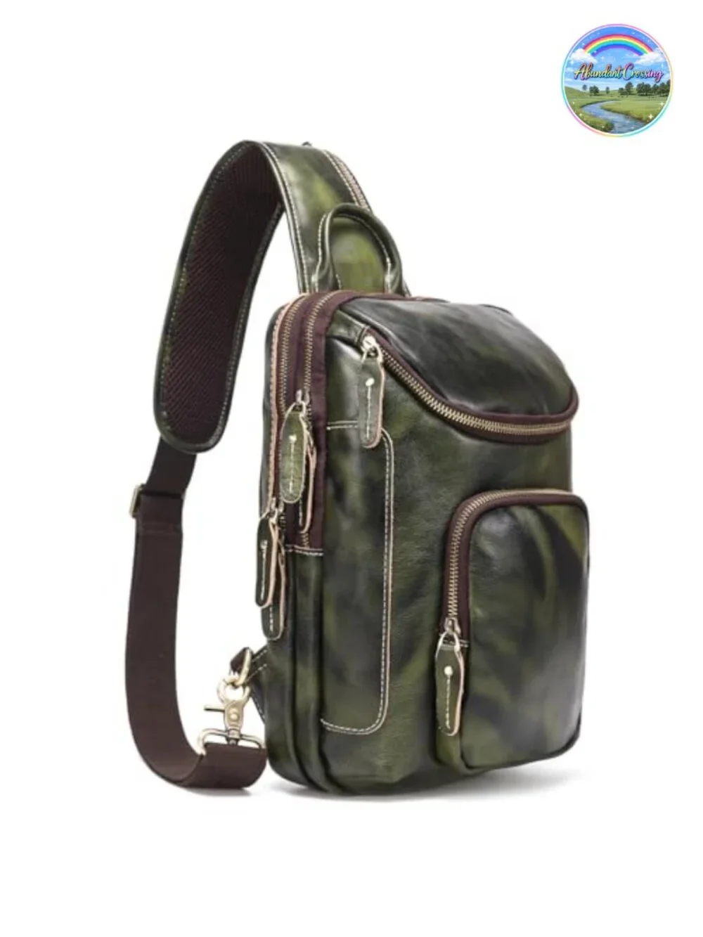 Vintage Full Grain Leather Sling Bag Crossbody Chest Daypack